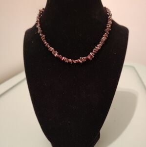 Elegant Vintage Garnet Chip Beaded Choker Necklace